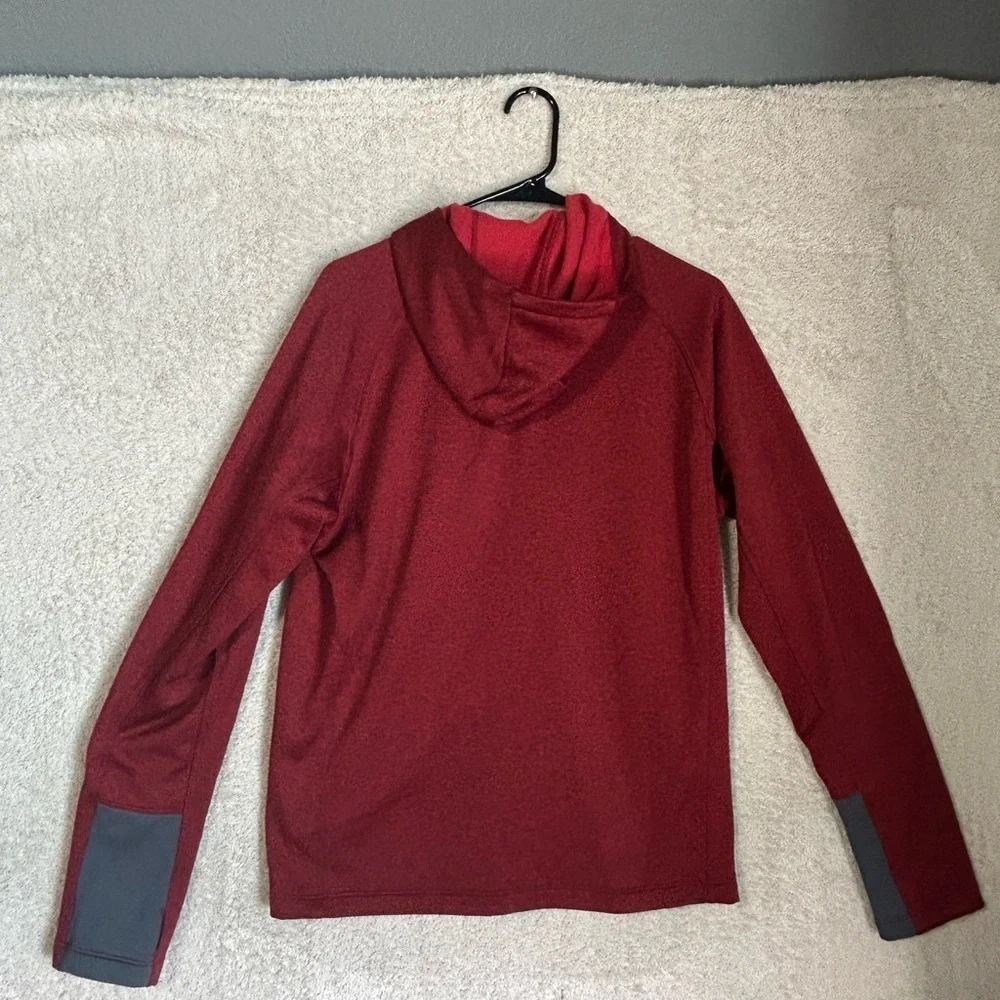 North Face Mens Red 100% Polyester Long Sleeve Zip Up Jacket Hoodie Size M